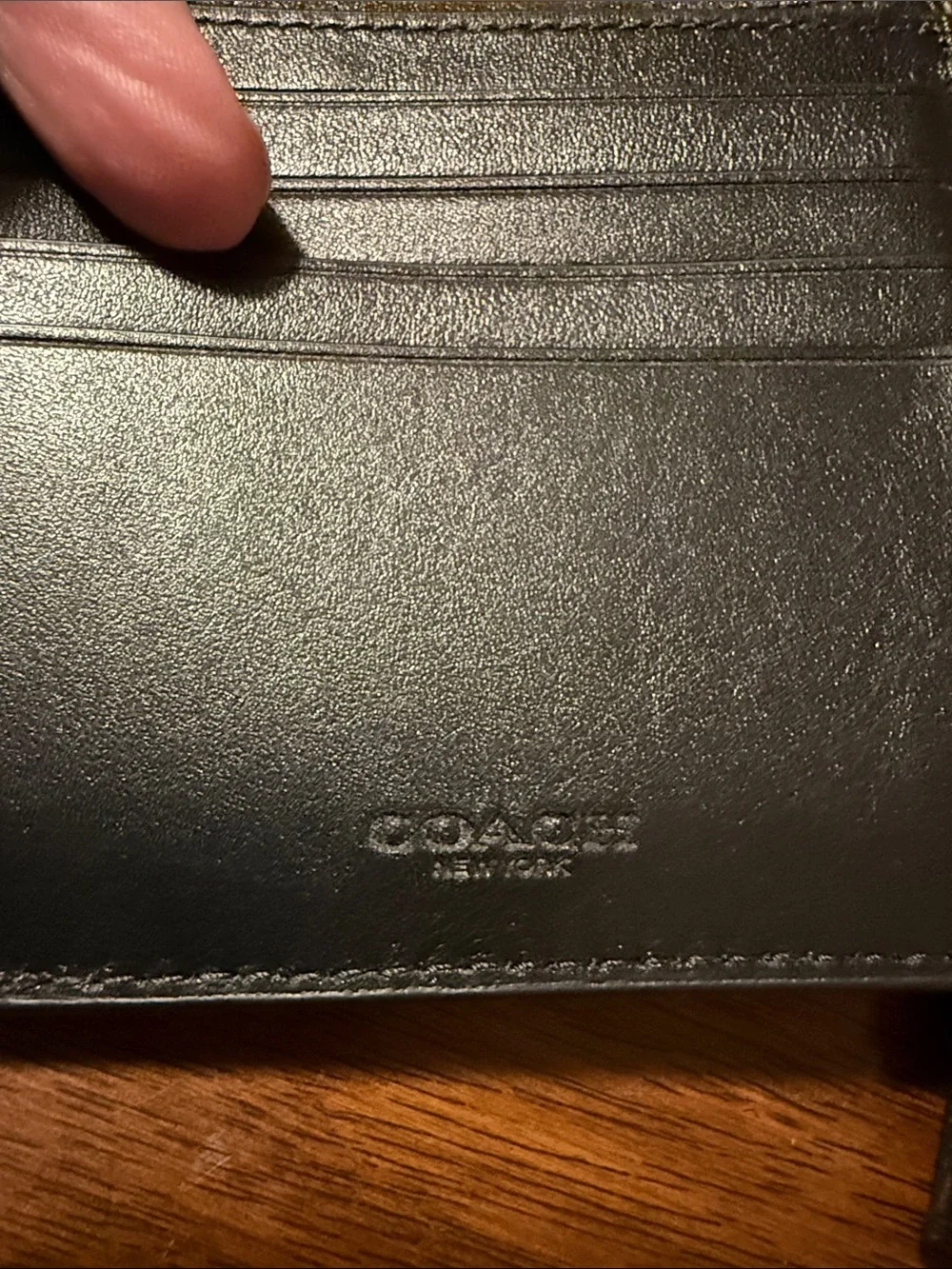 Coach Black Embossed Signature Leather Card & ID Holders